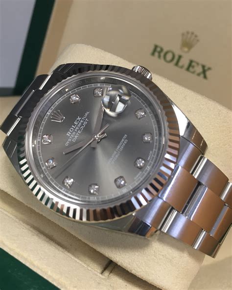 rolex datejust 41 rhodium diamond dial|rolex datejust 41 rhodium price.